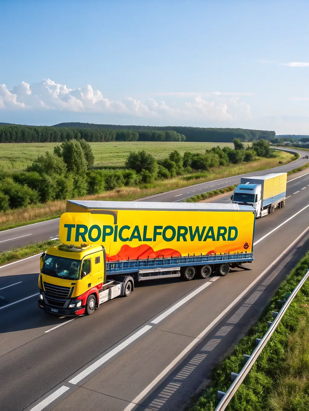 A Stancilsecuredlogistics semi-truck hauling freight on I-95 in South Florida, with a clear view of the company logo.